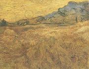 Vincent Van Gogh Wheat Field wtih Reaper and Sun (nn04) Spain oil painting reproduction